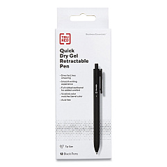 TRU RED Quick Dry Gel Pen, Retractable, Medium 0.7 mm, Black Ink, Black Barrel, Dozen (TUD24377026)