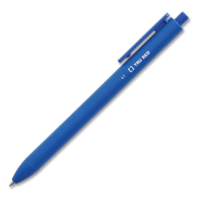 TRU RED Quick Dry Gel Pen, Retractable, Medium 0.7 mm, Blue Ink, Blue Barrel, Dozen (TUD24377029)