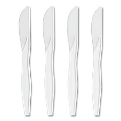 Perk Mediumweight Plastic Cutlery, Knife, White, 1,000/Pack (PRK24390988)