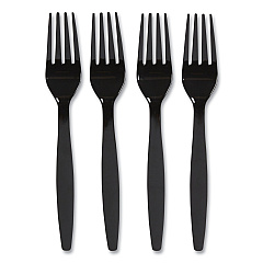 Perk Heavyweight Plastic Cutlery, Fork, Black, 100/Pack (PRK24390990)