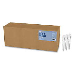 Perk Mediumweight Plastic Cutlery, Teaspoon, White, 1,000/Pack (PRK24390992)