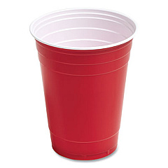 Perk Plastic Cold Cups, 16 oz, Red, 50/Pack (PRK24375272)