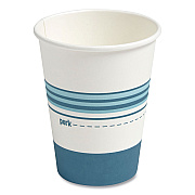 Perk Paper Hot Cups, 12 oz, White/Blue, 50/Pack (PRK24375253)