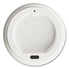 Perk Plastic Hot Cup Lids, Fits 8 oz Cups, White, 50/Pack (PRK24375268)