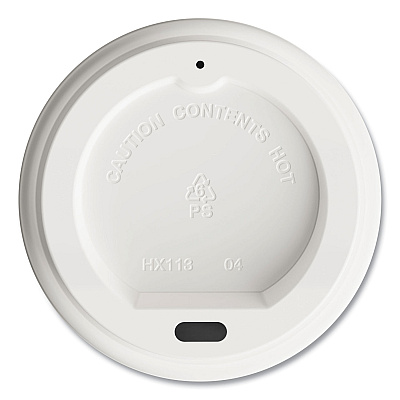 Perk Plastic Hot Cup Lids, Fits 8 oz Cups, White, 50/Pack (PRK24375268)