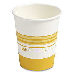 Perk Paper Hot Cups, 16 oz, White/Orange, 50/Pack (PRK24375266)