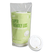 Perk Compostable Plastic Hot Cup Lids, Fits 10 oz , 12 oz, 16 oz Cups, White, 50/Pack (PRK24394129)