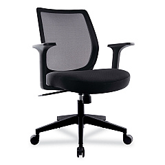 Union & Scale Essentials Mesh Back Fabric Task Chair with Arms, Supports Up to 275 lb, Black Fabric Seat, Black Mesh Back, Black Base (UOS24398920)
