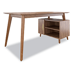 Union & Scale MidMod Storage Desk, Gold Pull, 59.7" x 29.4" x 29.5", Espresso (UOS24398973)