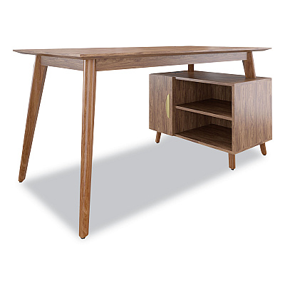 Union & Scale MidMod Storage Desk, Gold Pull, 59.7" x 29.4" x 29.5", Espresso (UOS24398973)