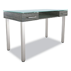 Union & Scale Prestige Glass Writing Desk, 47.1" x 23.5" x 29.5", Gray (UOS24398955)