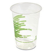 Perk Eco-ID Compostable PLA Corn Plastic Cold Cups, 16 oz, Clear/Green, 50/Pack, 6 Packs/Carton (PRK24394128)