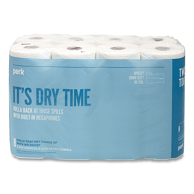 Perk Choose-A-Size Kitchen Roll Paper Towels, 2-Ply, 5.9 x 11, White, 116 Sheets/Roll, 8 Rolls/Pack (PRK24380329)
