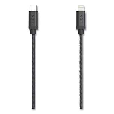 NXT Technologies Braided Apple Lightning Cable to USB-C Cable, 6 ft, Black (NXT24411019)