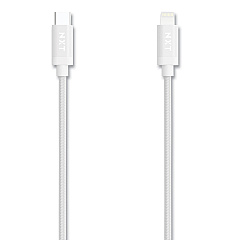 NXT Technologies Braided Apple Lightning Cable to USB-C Cable, 6 ft, White (NXT24411020)