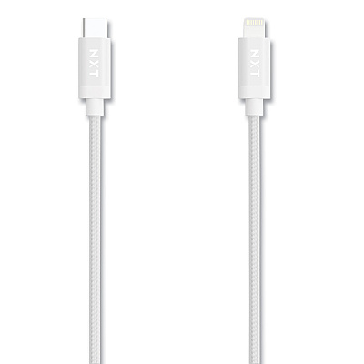 NXT Technologies Braided Apple Lightning Cable to USB-C Cable, 6 ft, White (NXT24411020)