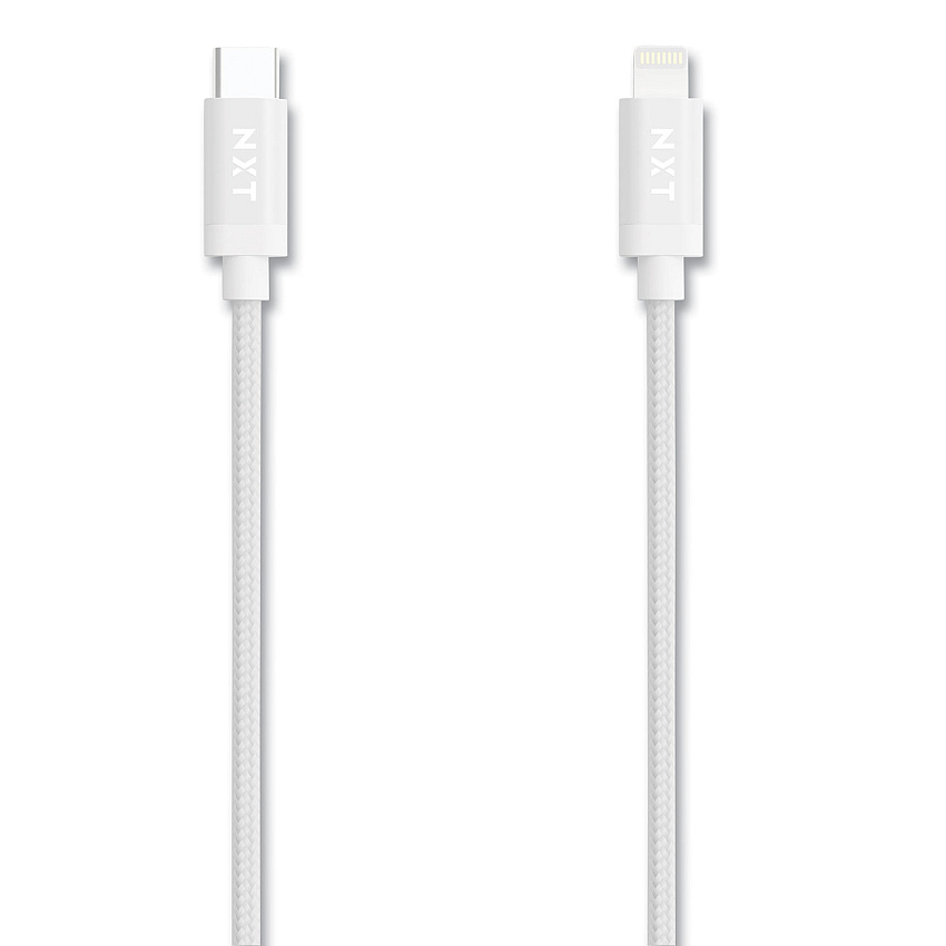 NXT Technologies Braided Apple Lightning Cable to USB-C Cable, 6 ft, White (NXT24411020)