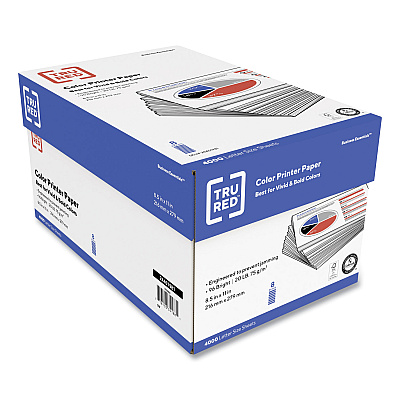 TRU RED Color Printer Paper, 96 Bright, 20 lb Bond Weight, 8.5 x 11, 500 Sheets/Ream, 8 Reams/Carton (TUD24401981)
