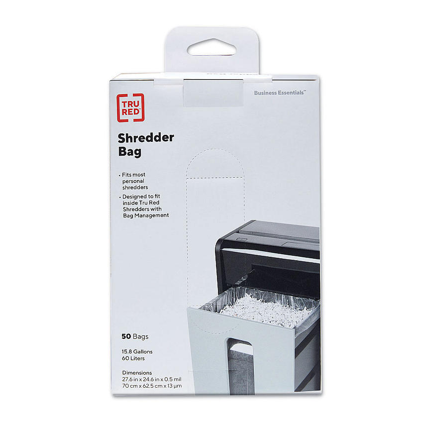TRU RED Shredder Bags, 15.8 gal Capacity, 50/Box (TUD424154)