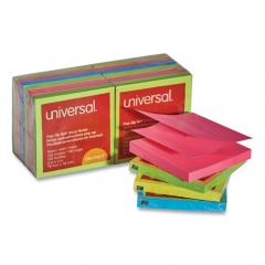 Universal Fan-Folded Self-Stick Pop-Up Note Pads, 3" x 3", Assorted Neon Colors, 100 Sheets/Pad, 12 Pads/Pack (35617)