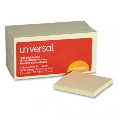 Universal Self-Stick Note Pad Value Pack, 3" x 3", Yellow, 100 Sheets/Pad, 18 Pads/Pack (35688)