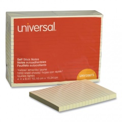 Universal Self-Stick Note Pads, Note Ruled, 4" x 6", Yellow, 100 Sheets/Pad, 12 Pads/Pack (35673)