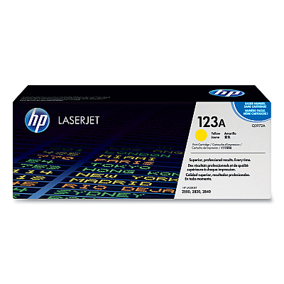 HP 123A, (HEWQ3972A) Yellow Original LaserJet Toner Cartridge