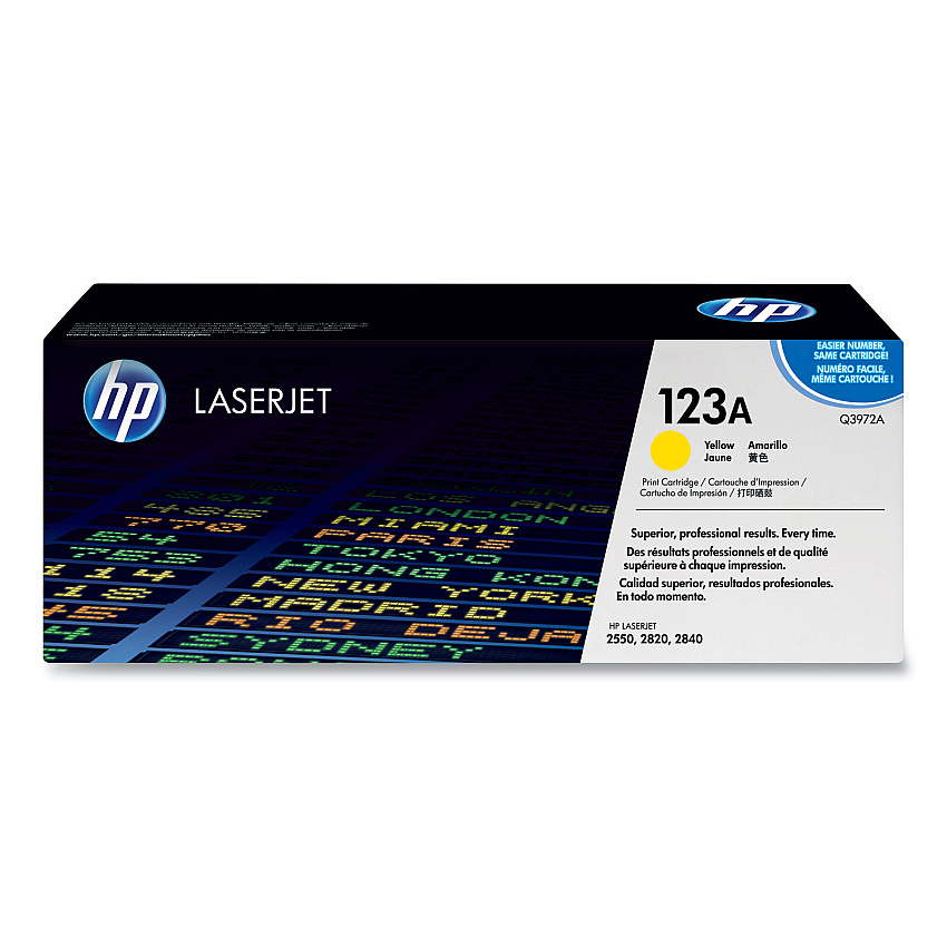 HP 123A, (HEWQ3972A) Yellow Original LaserJet Toner Cartridge