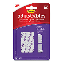 Command Adjustables Repositionable Mini Refill Strips, Holds up to 0.5 lb, 1.03 x 1.32, White, 18 Strips (MMM1782018ES)