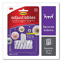 Command Adjustables Repositionable Mini Hooks, Plastic, White, 0.5 lb Capacity, 14 Hooks and 30 Strips (MMM17830CLR14ES)