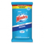 Windex Glass and Surface Wet Wipe, Cloth, 7 x 8, Unscented, White, 38/Pack (319251EA)