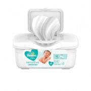 Pampers Sensitive Baby Wipes, Cotton, 6.8 x 7, Unscented, White, 64/Tub (19505EA)