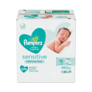 Pampers Sensitive Baby Wipes, Cotton, 1-Ply, 6.8 x 7, Unscented, White, 72/Pack, 8 Packs/Carton (88529CT)