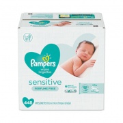 Pampers Sensitive Baby Wipes, Cotton, 6.8 x 7, Unscented, White,  64/Pouch, 7 Pouches/Carton (19513CT)