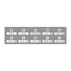 Rubbermaid Commercial Recycle Label Kit For Slim Jim Recycling Station Billboard, 10 Assorted Messages, 5.59 X 9.55, White/clear (RCP1977787)