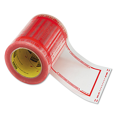 Scotch Pouch Tape, 3" Core, 5" x 6", Transparent, Orange Border (MMM82405)