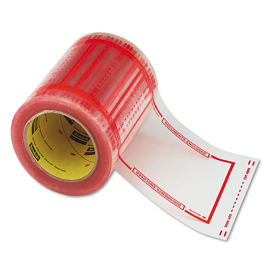 Scotch Pouch Tape, 3" Core, 5" x 6", Transparent, Orange Border (MMM82405)
