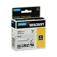 AbilityOne 7530016871404, SKILCRAFT Dymo Industrial Rhino Thermal Vinyl Label Tape Cassettes, 0.5" x 18 ft, Black on White