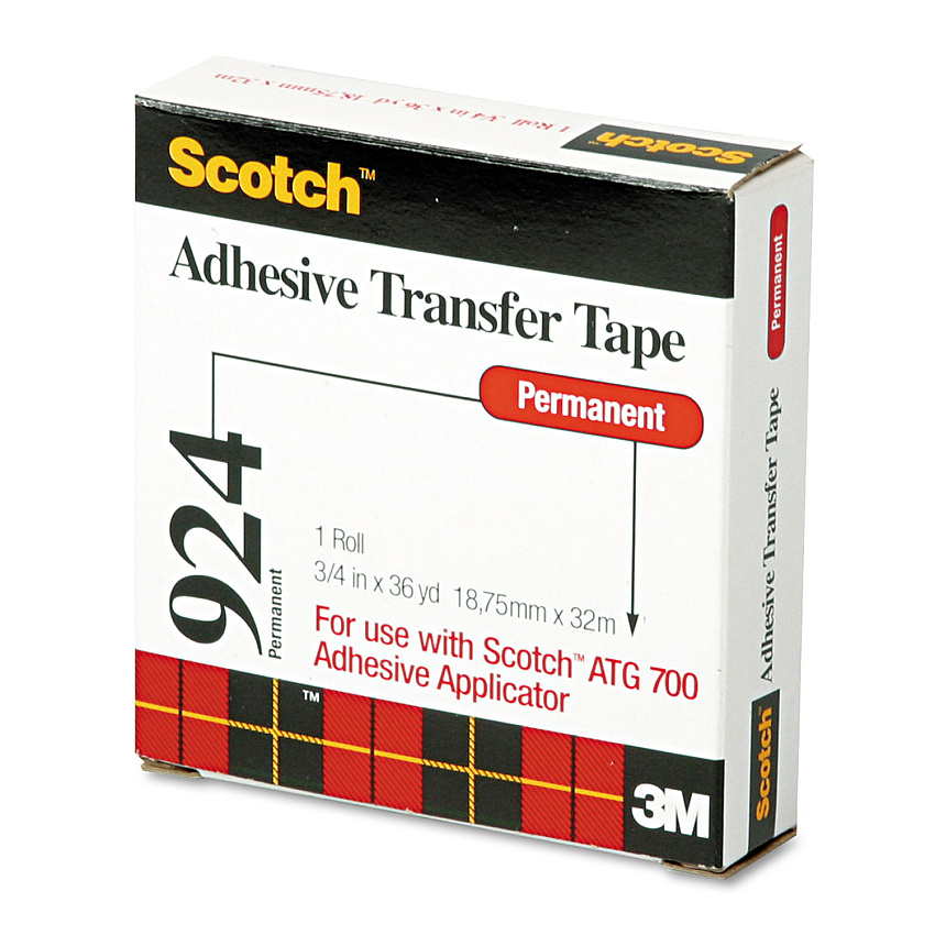 Scotch ATG Adhesive Transfer Tape Roll, Permanent, Holds Up to 0.5 lbs, 0.75" x 36 yds, Clear (MMM92434)
