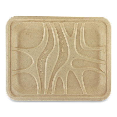 World Centric Fiber Trays, 1-Compartment, 9.1 x 7.1 x 0.7, Natural, Paper, 500/Carton (WORTRSC4S)