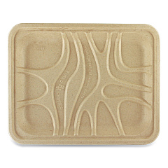 World Centric Fiber Trays, PLA Lined, PFAS Free, 1-Compartment, 9.1 x 7.1 x 0.7, Natural, Paper, 500/Carton (WORTRSC4SLLF)