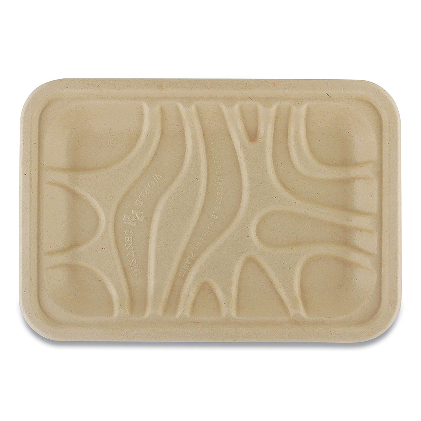 World Centric Fiber Trays, PLA Lined, PFAS Free, 1-Compartment, 8.2 x 5.7 x 0.7, Natural, Paper, 500/Carton (WORTRSC2SLLF)