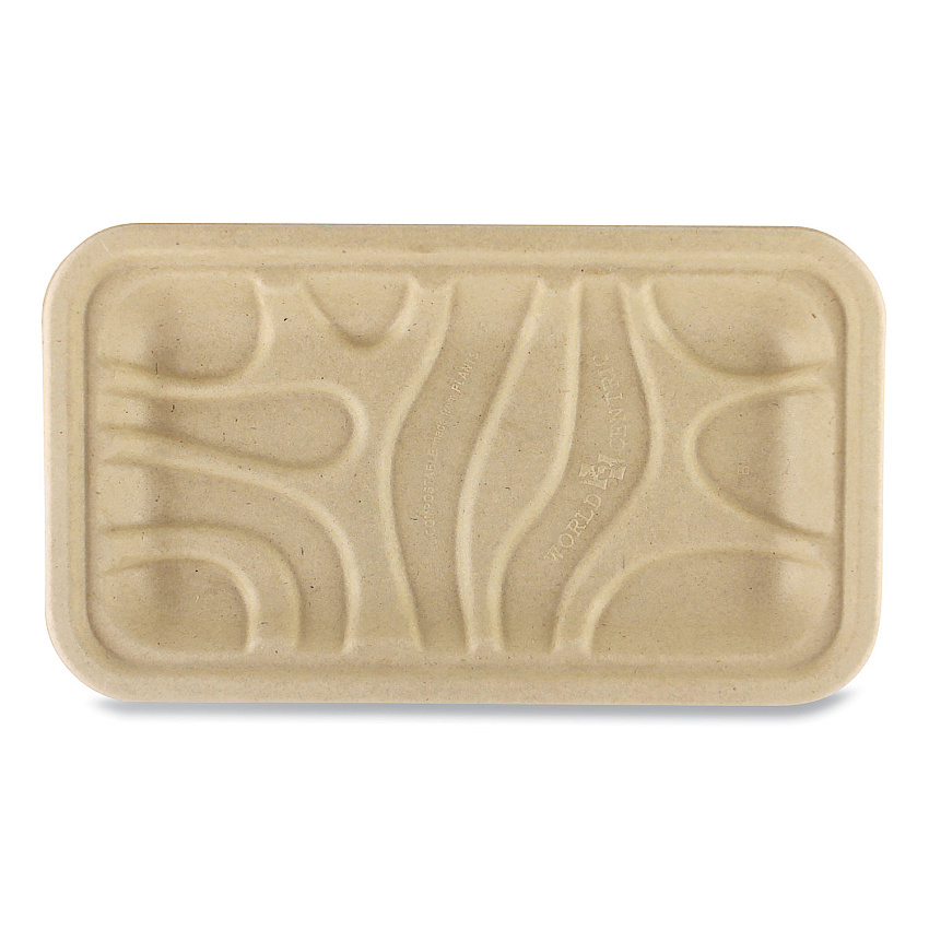 World Centric Fiber Trays, 1-Compartment, 8.3 x 4.9 x 0.7, Natural, Paper, 500/Carton (WORTRSC17S)
