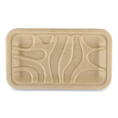 World Centric Fiber Trays, PLA Lined, PFAS Free, 1-Compartment, 8.3 x 4.9 x 0.7, Natural, Paper, 500/Carton (WORTRSC17SLLF)
