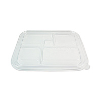 World Centric PLA Lids for Fiber Bento Box Containers, Five Compartments, 12.1 x 9.8 x 0.8, Clear, Plastic, 300/Carton (WORTRLCSBB)