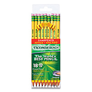 Ticonderoga Pre-Sharpened Pencil, HB (#2), Black Lead, Yellow Barrel, 18/Pack (DIX13818)
