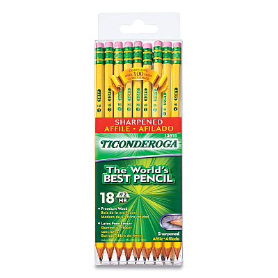 Ticonderoga Pre-Sharpened Pencil, HB (#2), Black Lead, Yellow Barrel, 18/Pack (DIX13818)