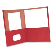Earthwise by Oxford 100% Recycled Paper Twin-Pocket Portfolio, 100-Sheet Capacity, 11 x 8.5, Red, 10/Pack (00573EE)