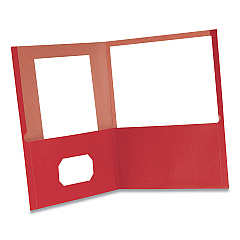 Earthwise by Oxford 100% Recycled Paper Twin-Pocket Portfolio, 100-Sheet Capacity, 11 x 8.5, Red, 10/Pack (ESS00573EE)