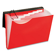 Pendaflex Seven-Pocket Poly Expanding File, 1" Expansion, 7 Sections, Elastic Cord Closure, 1/6-Cut Tabs, Letter Size, Red (67440RED)